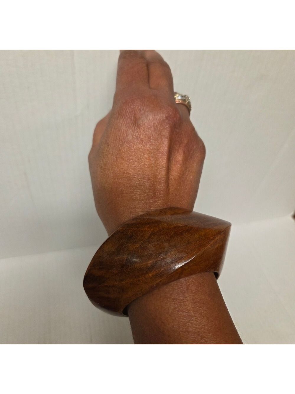 Vintage Pure Hands "Tropicalia" Handmade Natural Sisso Wood Bangle Bracelet